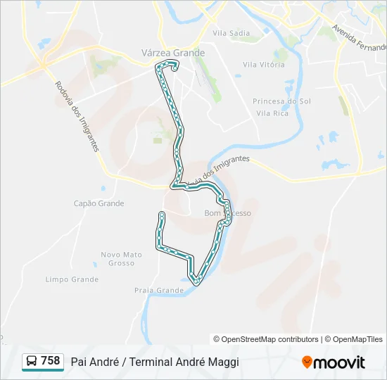 758 Bus Line Map