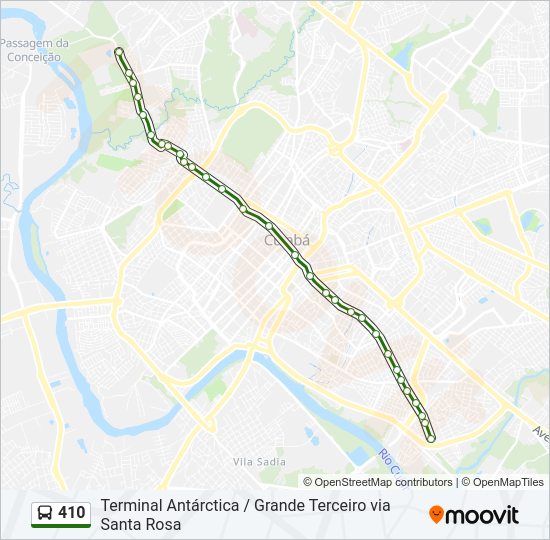 Mapa da linha 410 de ônibus