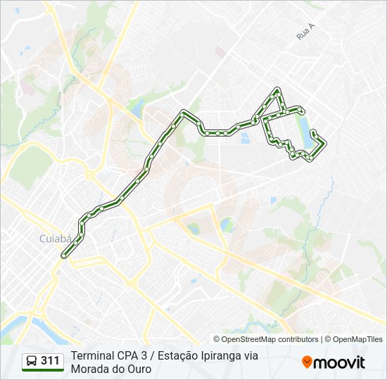 Mapa da linha 311 de ônibus