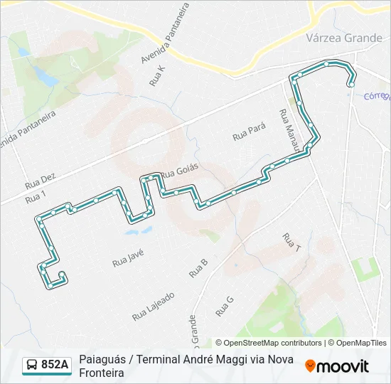 852A Bus Line Map