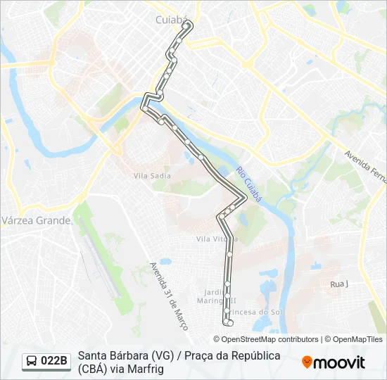022B Bus Line Map