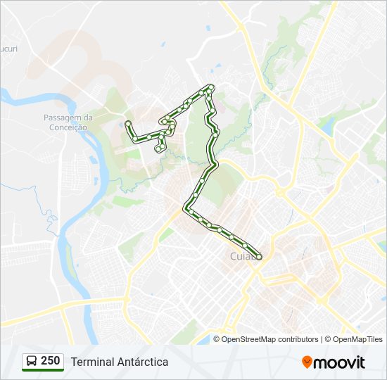 Mapa da linha 250 de ônibus