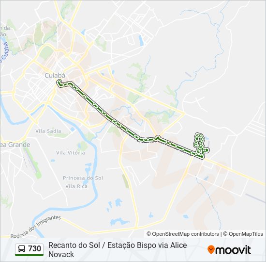 Mapa de 730 de autobús