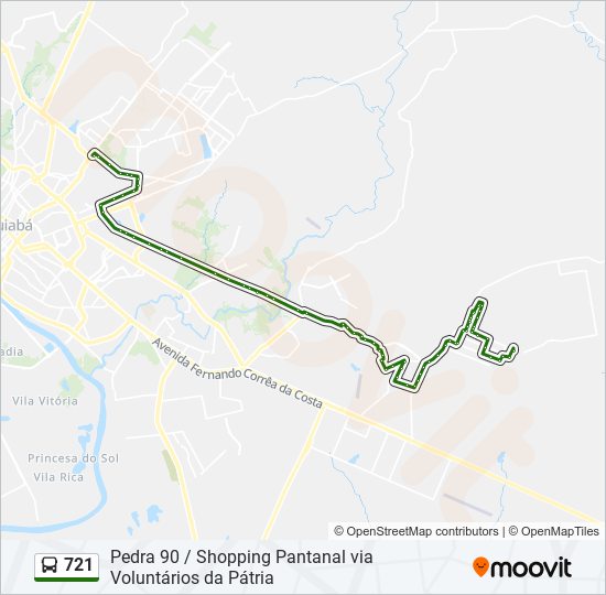 Mapa da linha 721 de ônibus