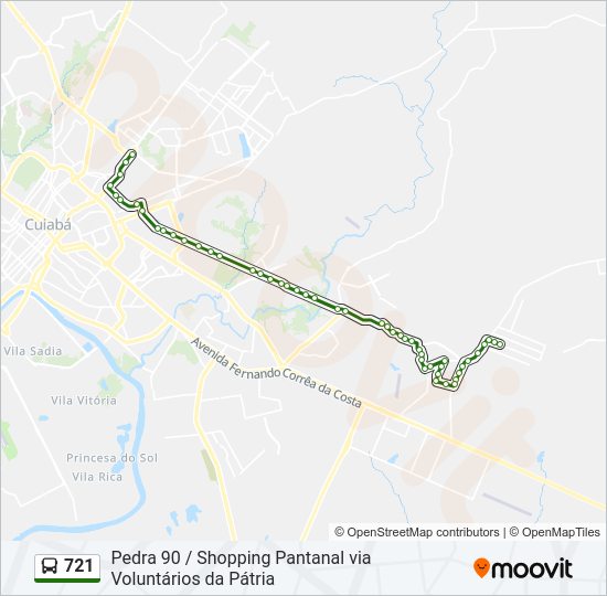 Mapa da linha 721 de ônibus