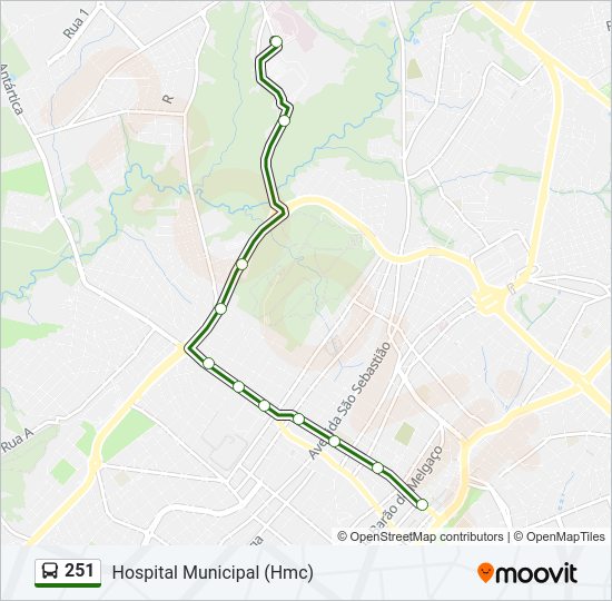 Mapa da linha 251 de ônibus