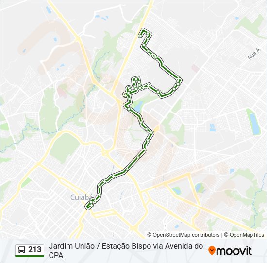 Mapa da linha 213 de ônibus