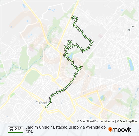 Mapa da linha 213 de ônibus