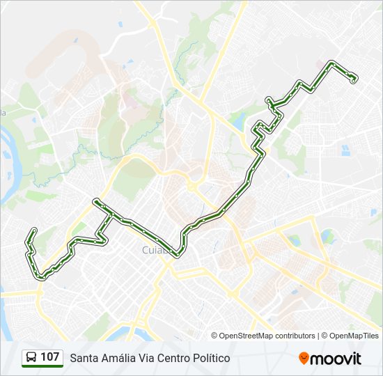 Mapa da linha 107 de ônibus