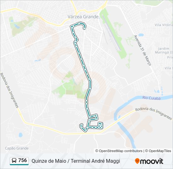 Mapa da linha 756 de ônibus