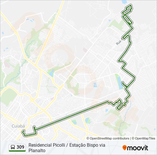 Mapa da linha 309 de ônibus