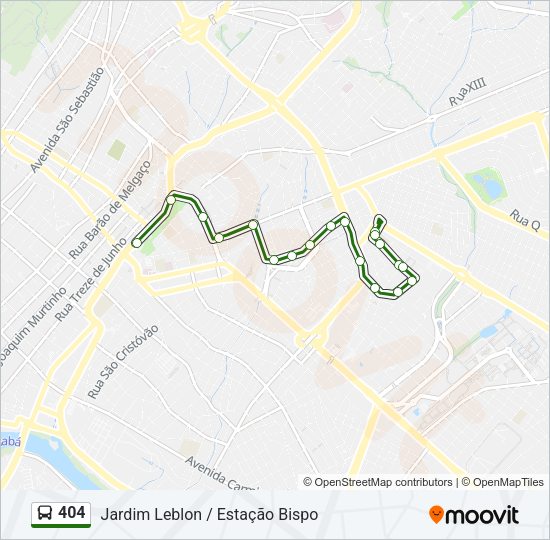Mapa da linha 404 de ônibus