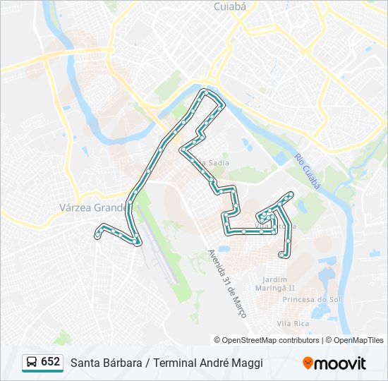 Rota da linha 652: horários, paradas e mapas - Santa Bárbara (Atualizado)