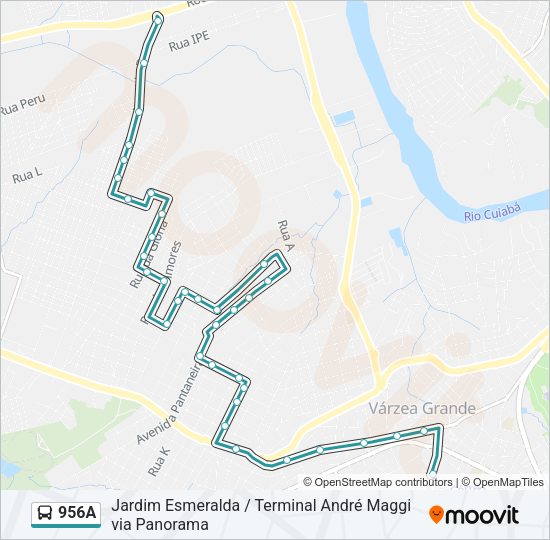 Mapa da linha 956A de ônibus