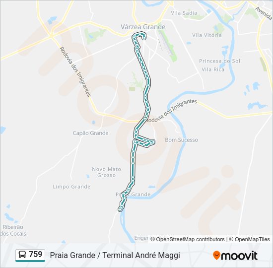 Mapa da linha 759 de ônibus