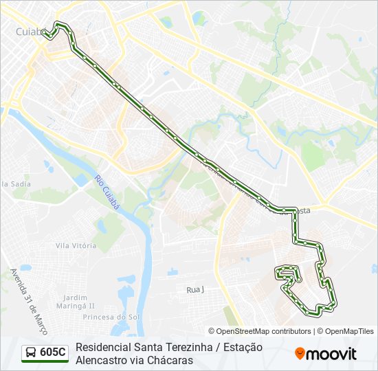 Mapa da linha 605C de ônibus