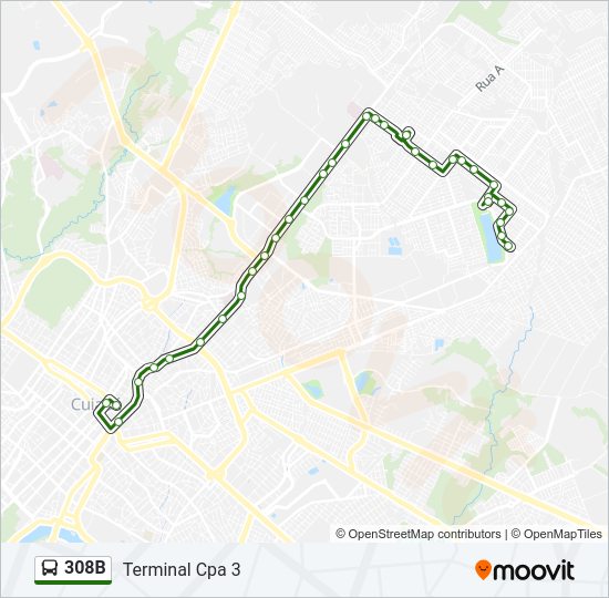 Mapa da linha 308B de ônibus