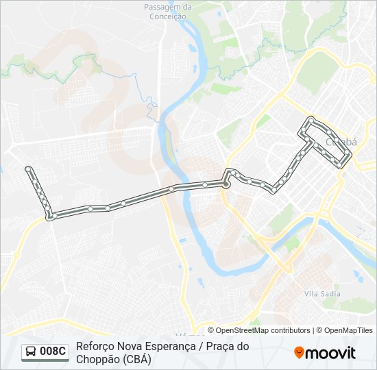 008C Bus Line Map