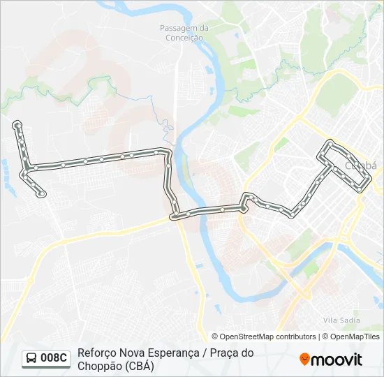008C Bus Line Map