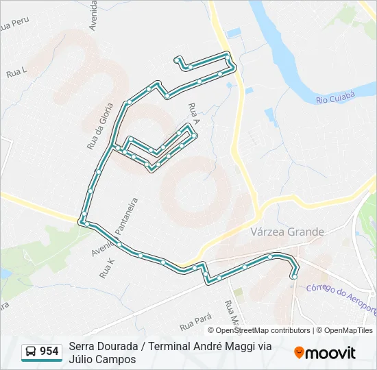 954 Bus Line Map