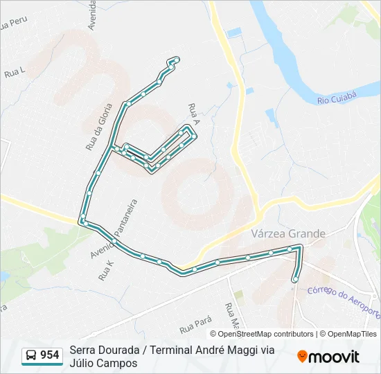 954 Bus Line Map