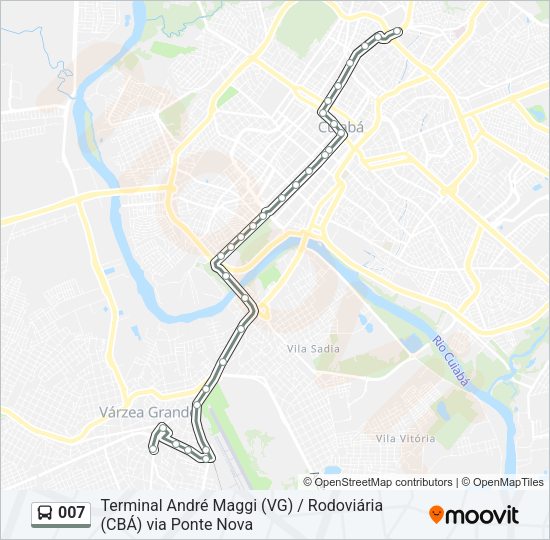 Mapa da linha 007 de ônibus
