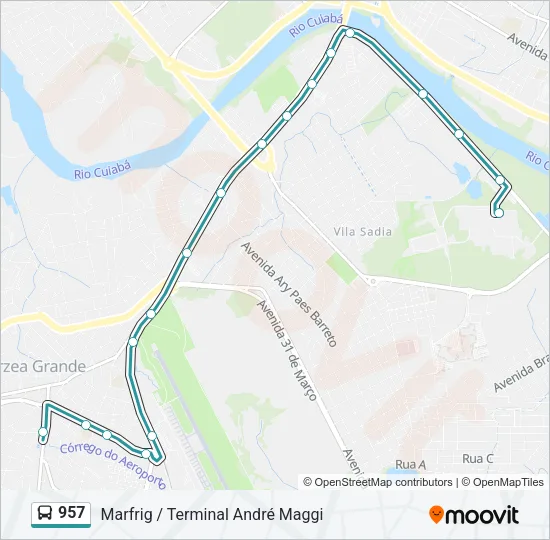 957 Bus Line Map