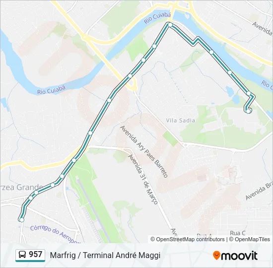 957 Bus Line Map