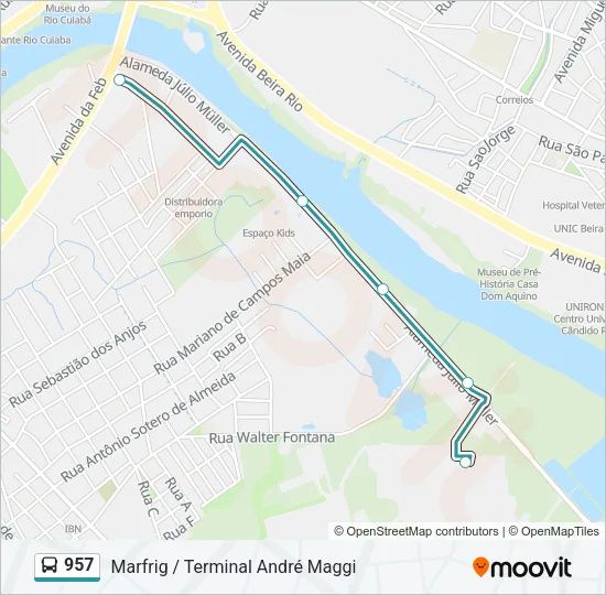 957 Bus Line Map