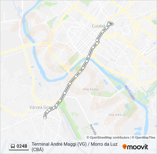 Mapa da linha 024B de ônibus