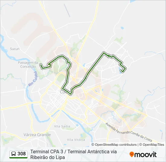 308 Bus Line Map
