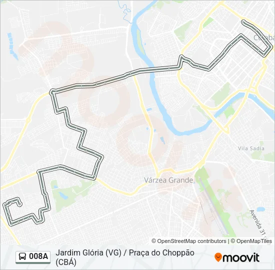 008A Bus Line Map