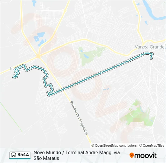 854A Bus Line Map