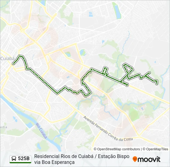525B Bus Line Map
