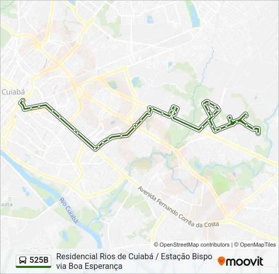 525B Bus Line Map