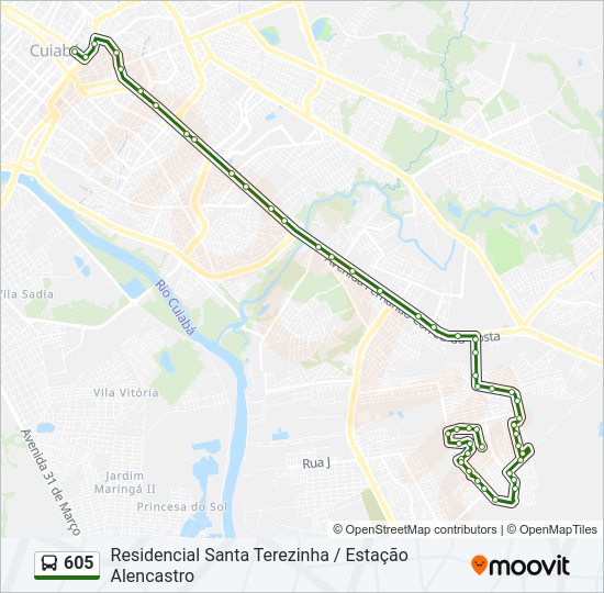 Mapa de 605 de autobús