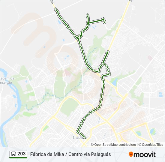 Mapa da linha 203 de ônibus