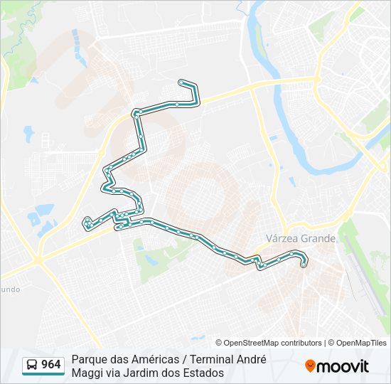 Mapa da linha 964 de ônibus