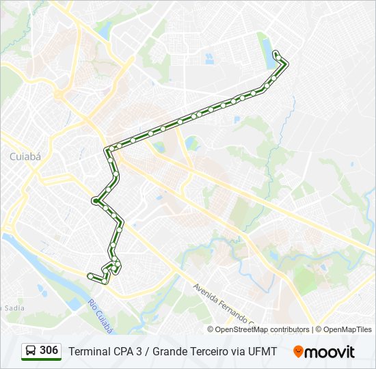 Mapa da linha 306 de ônibus