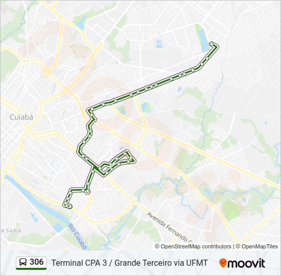 Mapa da linha 306 de ônibus
