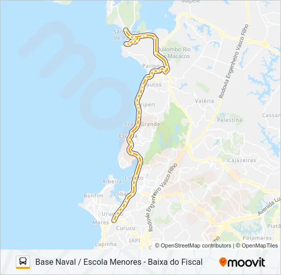 L107 BASE NAVAL / ESCOLA MENORES - BAIXA DO FISCAL Bus Line Map