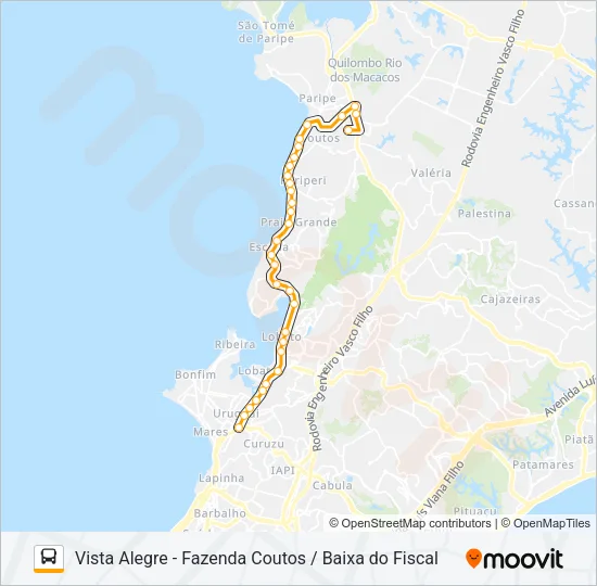 L108 VISTA ALEGRE - FAZENDA COUTOS / BAIXA DO FISCAL Bus Line Map
