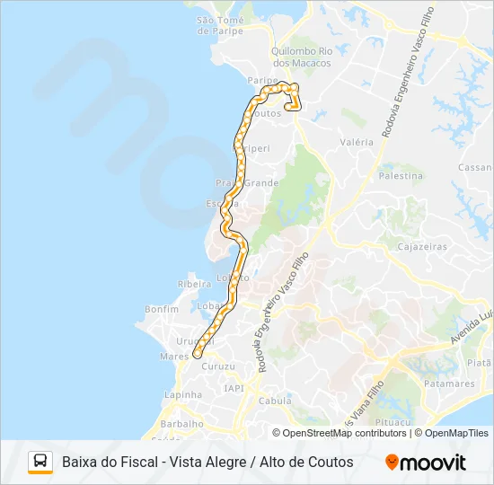 L110 BAIXA DO FISCAL - VISTA ALEGRE / ALTO DE COUTOS Bus Line Map