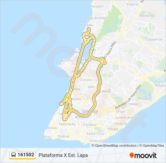 Mapa da linha 161502 de ônibus