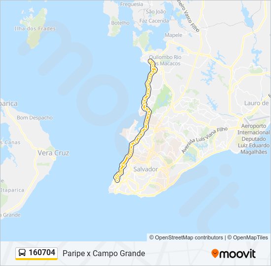 Mapa da linha 160704 de ônibus