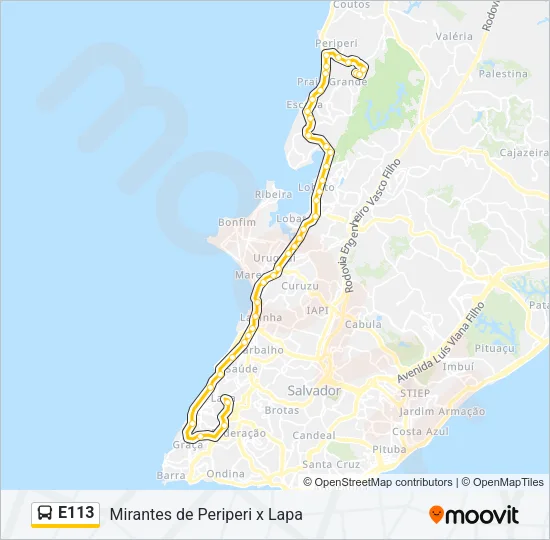 E113 Bus Line Map