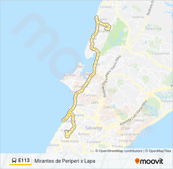 E113 Bus Line Map