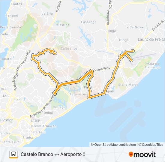Mapa da linha L611 CASTELO BRANCO - AEROPORTO ✈ de ônibus
