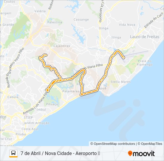 Mapa da linha L302 7 DE ABRIL / NOVA CIDADE - AEROPORTO ✈ de ônibus