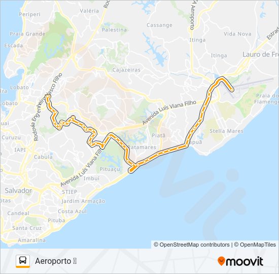 Mapa da linha L210 BRASILGÁS - AEROPORTO ✈ de ônibus